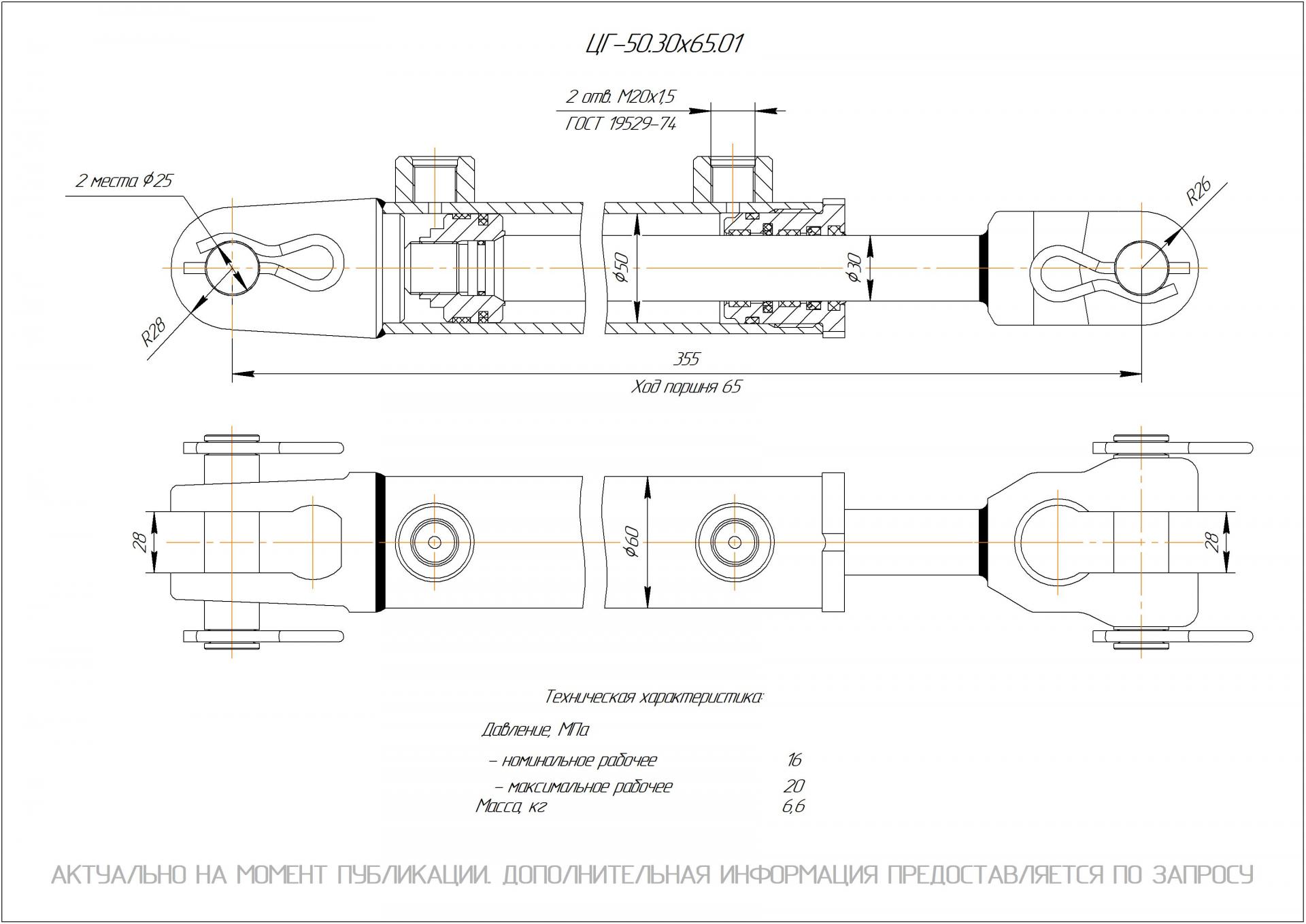 ЦГ-50.30х65.01 Гидроцилиндр